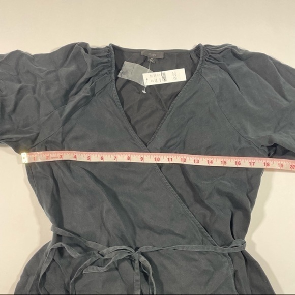 New J Crew Drapey Wrap Mini Dress Black Size Medium - Picture 7 of 8